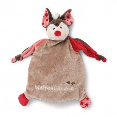 My First NICI Fledermaus, Vorderseite Schmusetuch "Weltentdecker" | Kuscheltier.Boutique