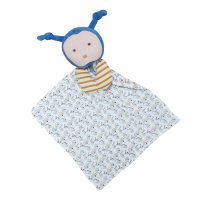 DouDou et Compagnie Biene Schmusetuch, blau-weiß gemustert | Kuscheltier.Boutique