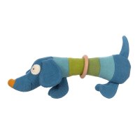 sigikid Strickgreifling für Babys Hund blau gestreift, Rassel | Kuscheltier.Boutique