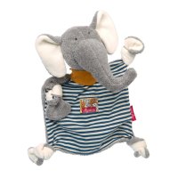 sigikid für Babys Elefant grau / blau-weiß gestreift, Schmusetuch | Kuscheltier.Boutique