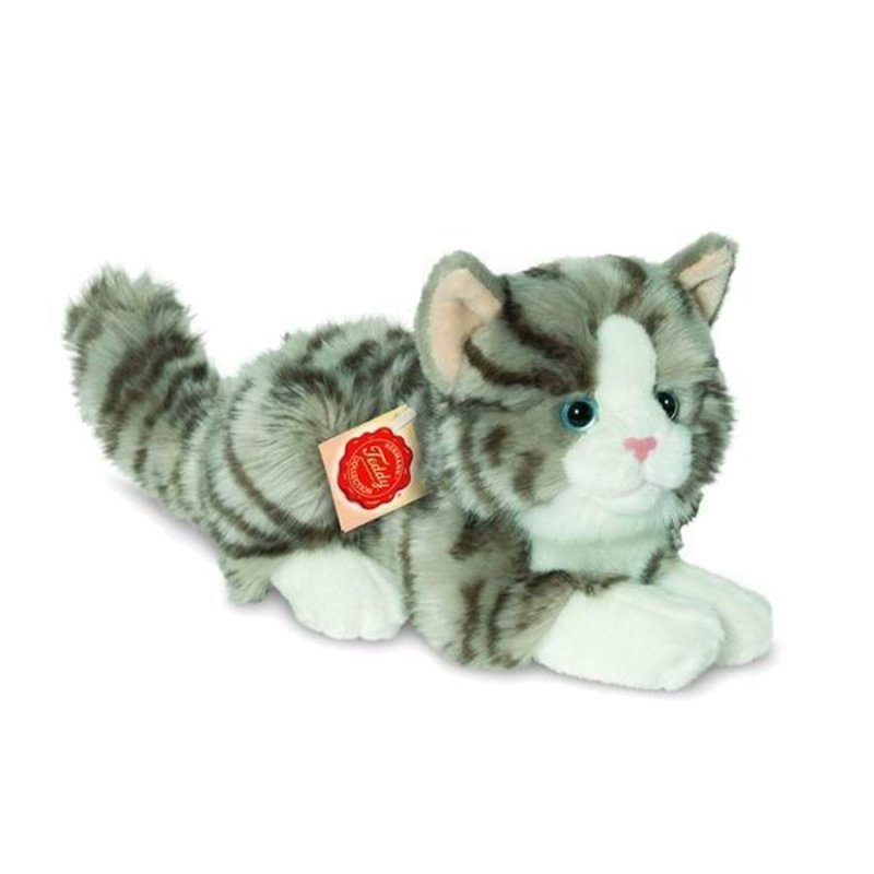 Hermann TEDDY Collection: grau getigerte Katze, liegend | Kuscheltier.Boutique