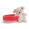 NICI Sleeping Puppies beige mit rosa-roten Körbchen | Kuscheltier.Boutique