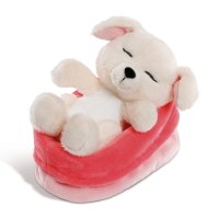 NICI Sleeping Puppies beige im rosa-roten Körbchen | Kuscheltier.Boutique