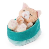 Katze Sleeping Kitties rot im türkis-blauen Körbchen | Kuscheltier.Boutique