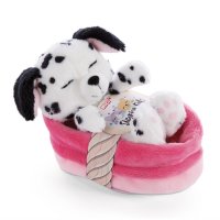 NICI Sleeping Puppies Dalmatiner mit Körbchen und Etikett | Kuscheltier.Boutique