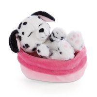 NICI Hund Sleeping Puppies Dalmatiner im pinken Körbchen | Kuscheltier.Boutique