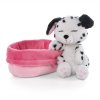NICI Hund Sleeping Puppies Dalmatiner mit pinkem Körbchen | Kuscheltier.Boutique