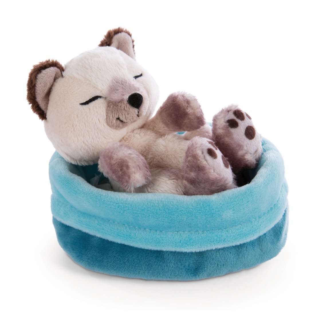 Siamkatze Sleeping Kitties im türkisen Körbchen | Kuscheltier.Boutique