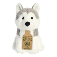 Hund Husky Eco Nation mit Etikett Vorderseite | Kuscheltier.Boutique