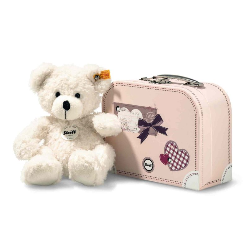 Steiff Teddybär Lotte mit rosa Pappkoffer | Kuscheltier.Boutique