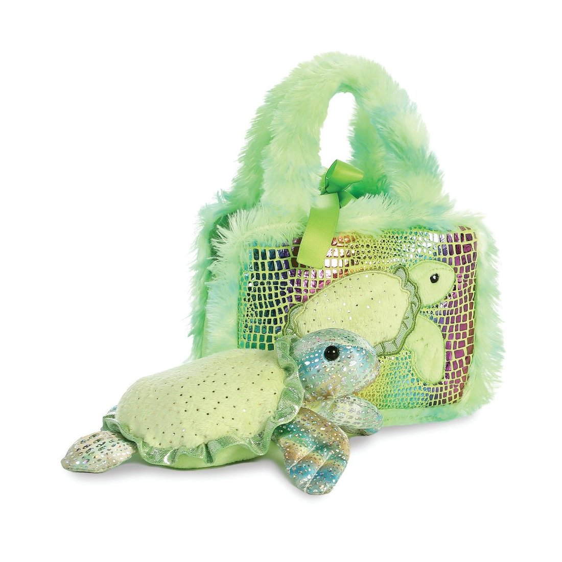 Fancy Pals: grüne Schildkröte mit Tasche | Kuscheltier.Boutique