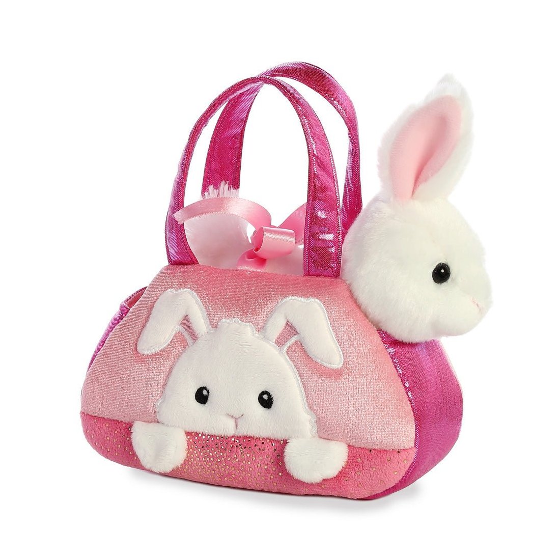 Fancy Pals: weißer Hase in rosa Tasche | Kuscheltier.Boutique