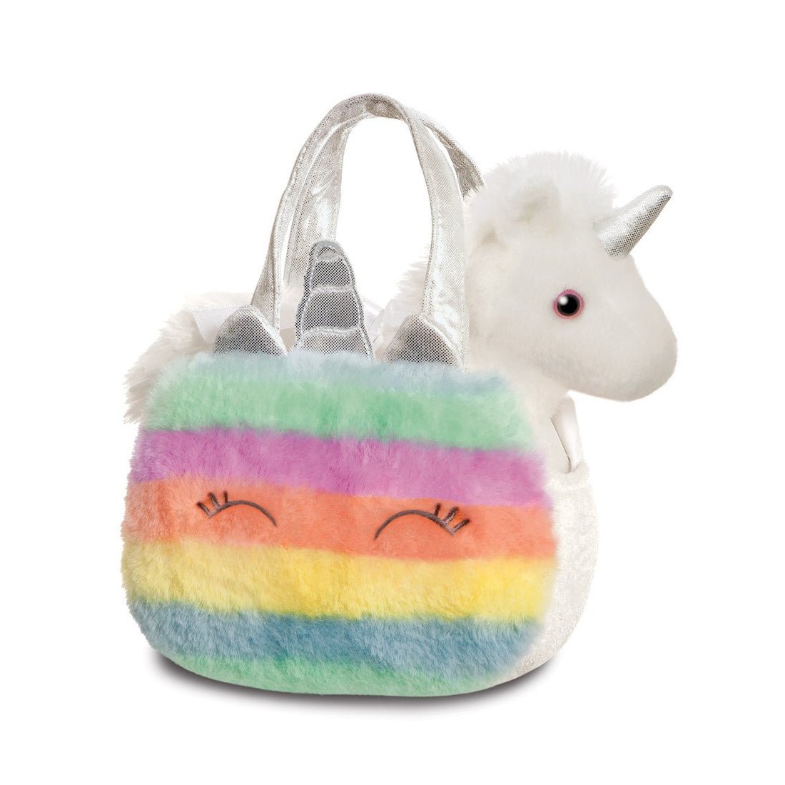 Fancy Pals: weißes Einhorn in bunter Tasche | Kuscheltier.Boutique