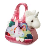 Fancy Pals: weißes Einhorn in bedruckter Tasche | Kuscheltier.Boutique