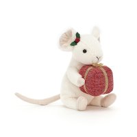 Jellycat Weihnachtsmaus mit Geschenk, Vorderseite | Kuscheltier.Boutique