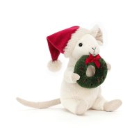 Jellycat Weihnachtsmaus mit Adventskranz Vorderseite | Kuscheltier.Boutique