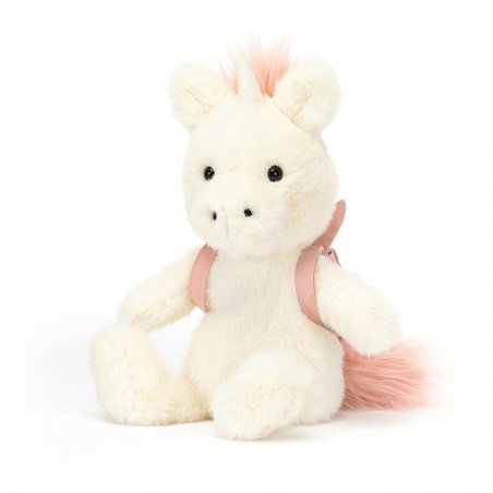 Jellycat Einhorn Backpack Unicorn mit Rucksack Vorderseite | Kuscheltier.Boutique