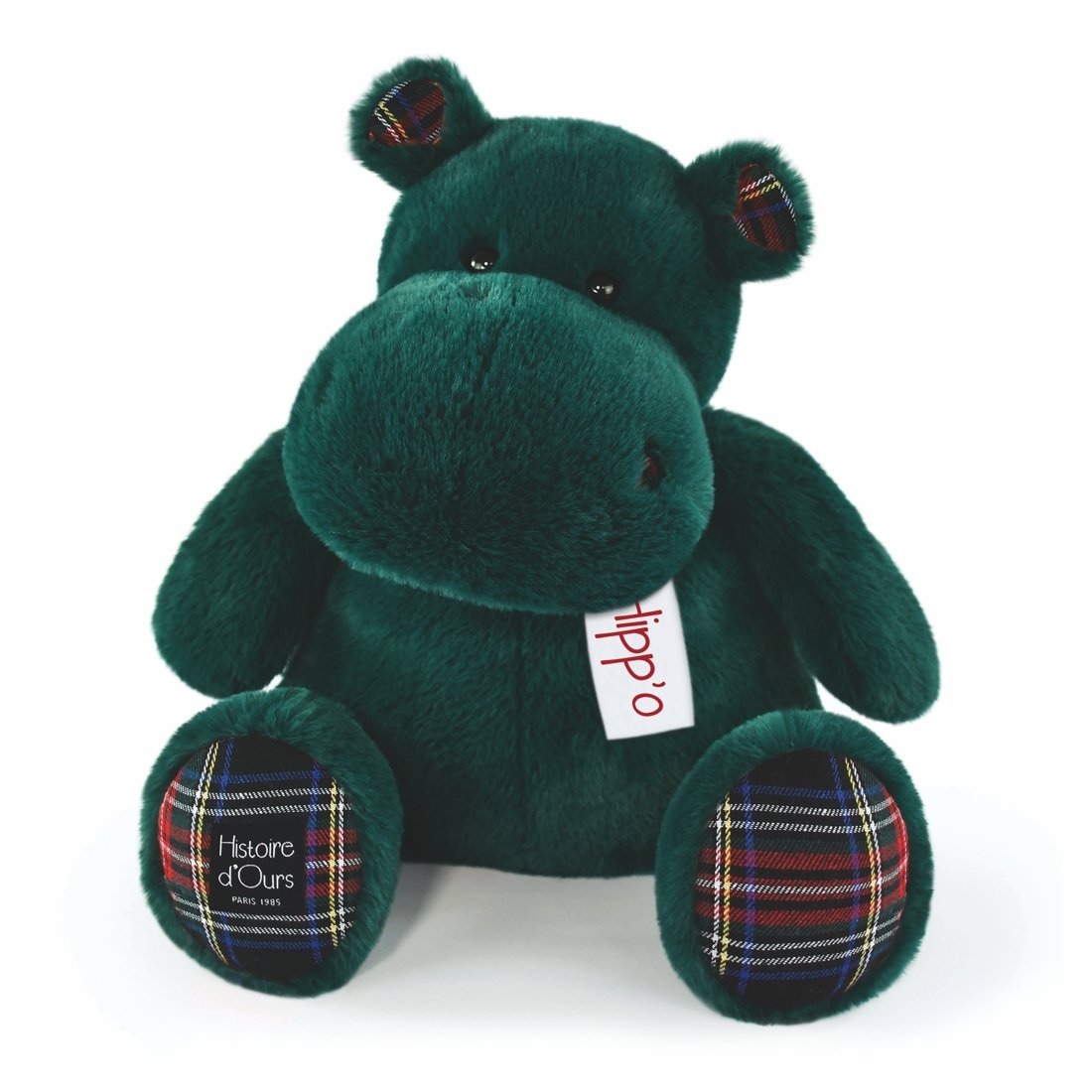 Histoire d'Ours: Nilpferd Hippo Hip'Scottish, 40cm dunkelgrün | Kuscheltier.Boutique