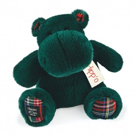 Histoire d'Ours: Nilpferd Hippo Hip'Scottish, 25cm dunkelgrün | Kuscheltier.Boutique