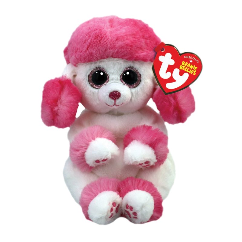Ty Beanie Bellies Pudel Hund Heartly, weiß / pink | Kuscheltier.Boutique