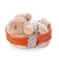 NICI Sleeping Bunnies Hase Karamell mit Körbchen und Etikett | Kuscheltier.Boutique