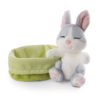 NICI Hase Sleeping Bunnies grau mit grünen Körbchen | Kuscheltier.Boutique