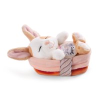 NICI Sleeping Bunnies Hase gefleckt mit Körbchen und Etikett | Kuscheltier.Boutique