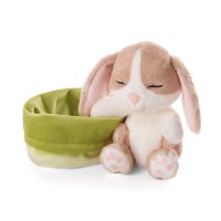 NICI Hase Sleeping Bunnies cappuccino mit grünen Körbchen | Kuscheltier.Boutique