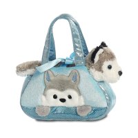 Fancy Pals: Husky in hellblauer Tasche | Kuscheltier.Boutique