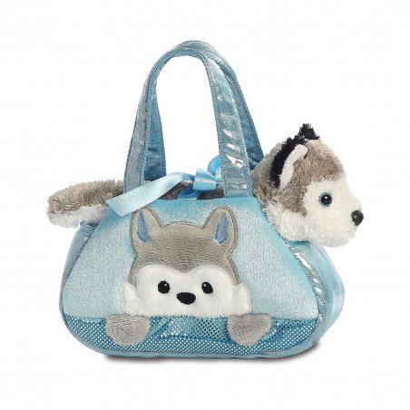 Fancy Pals: Husky in hellblauer Tasche | Kuscheltier.Boutique