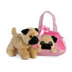 Fancy Pals Mops Peek-A-Boo mit rosa Tasche | Kuscheltier.Boutique