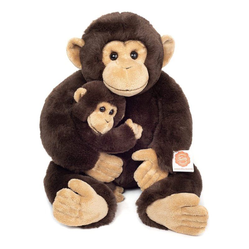 Hermann TEDDY Schimpanse mit Baby, sitzend | Kuscheltier.Boutique