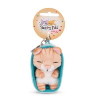 NICI Schlüsselanhänger Sleeping Kitties Katze rot mit Etikett | Kuscheltier.Boutique