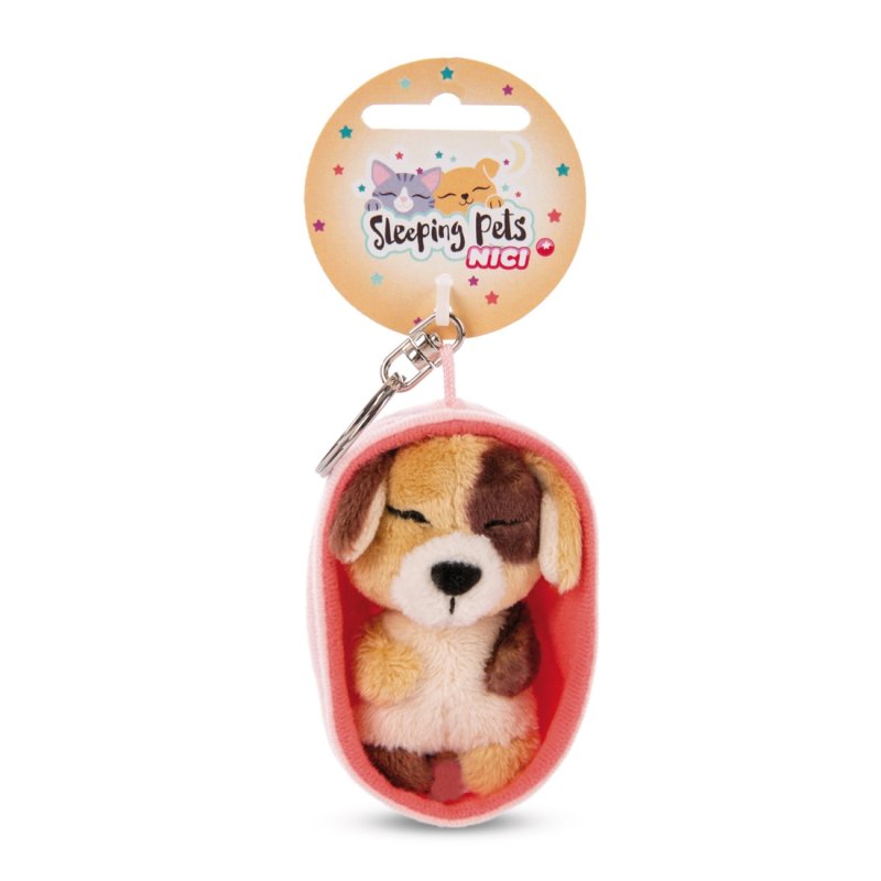 NICI Schlüsselanhänger Sleeping Puppies Hund dreifarbig mit Etikett | Kuscheltier.Boutique