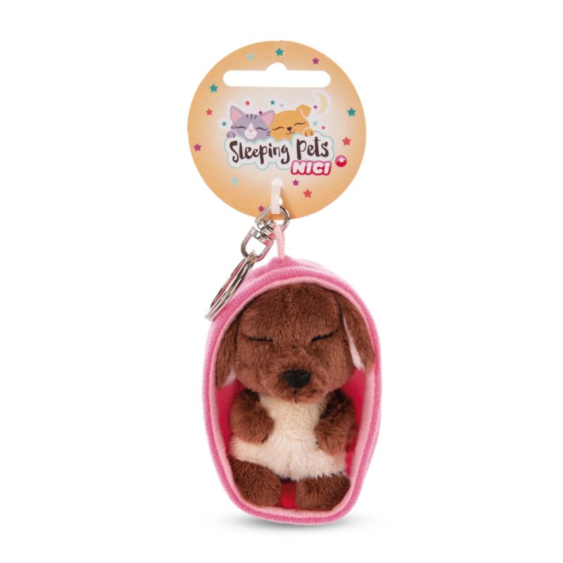 NICI Schlüsselanhänger Sleeping Puppies Hund braun mit Etikett | Kuscheltier.Boutique