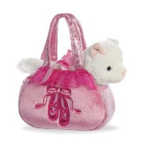 Fancy Pals: weiße Katze in rosa Tasche mit gestickten Balletschuhen | Kuscheltier.Boutique