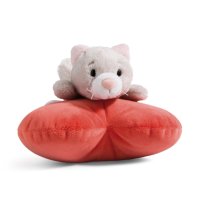 NICI Love Katze beige auf rotem Herz Vorderseite | Kuscheltier.Boutique