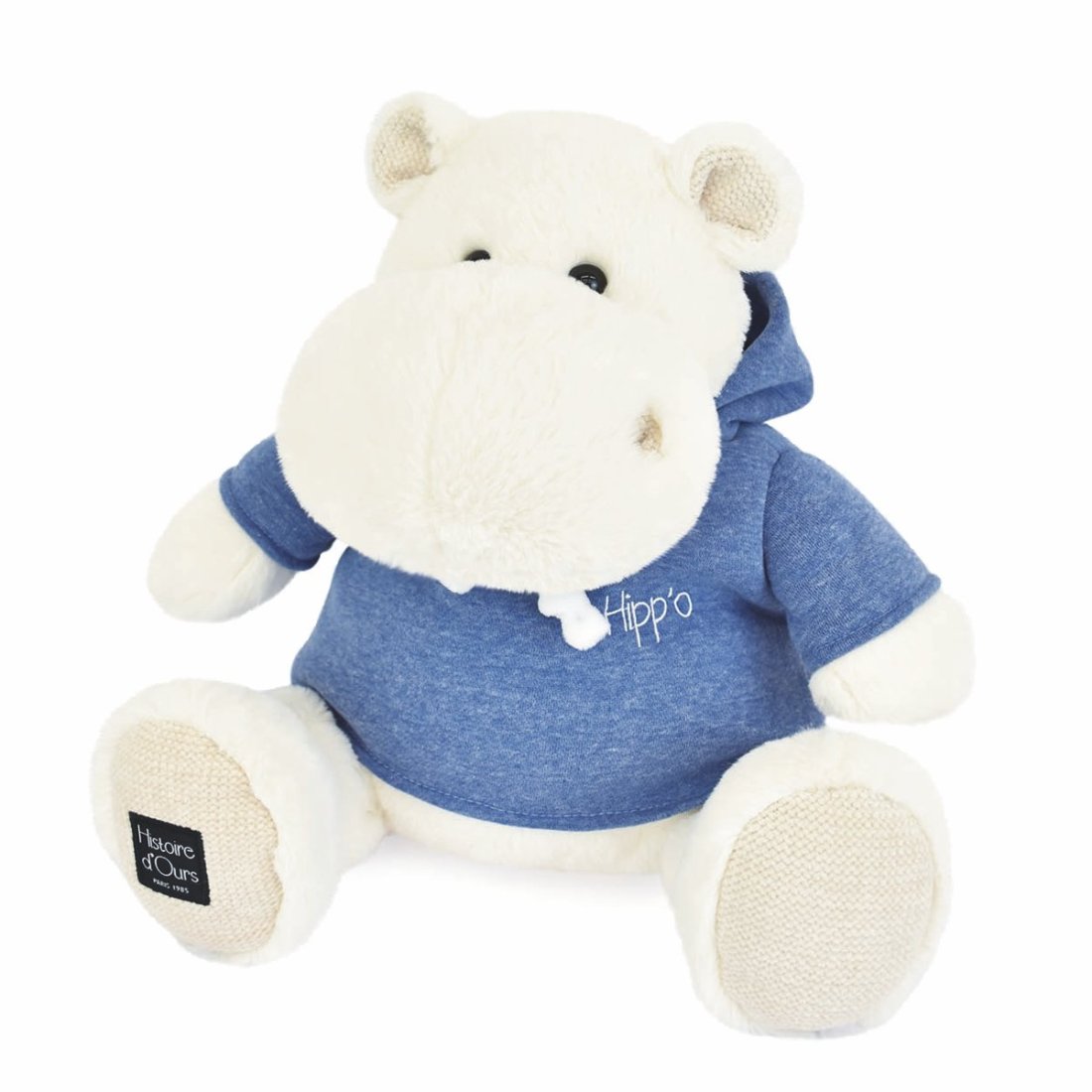 Histoire d'Ours: Nilpferd Hippo Hippo weiß mit blauem Sweatshirt | Kuscheltier.Boutique