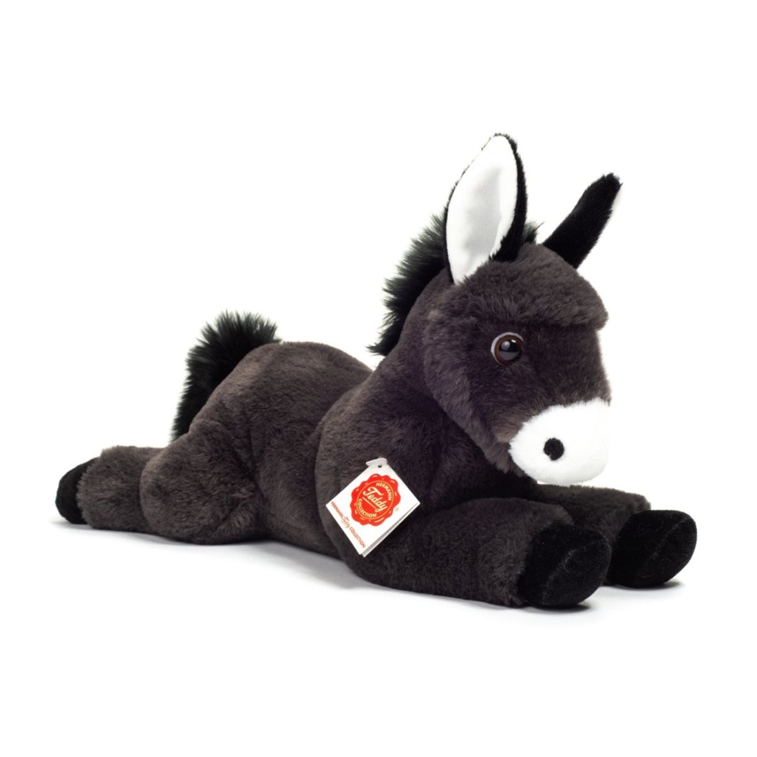 Hermann TEDDY Esel grau liegend Vorderseite | Kuscheltier.Boutique