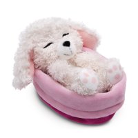 NICI Sleeping Puppies Pudel im rosa-pinken Körbchen | Kuscheltier.Boutique