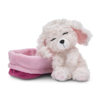 NICI Sleeping Puppies Pudel mit rosa-pinken Körbchen | Kuscheltier.Boutique