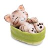 NICI Sleeping Kitties Bengalkatze im grünen Körbchen | Kuscheltier.Boutique