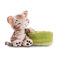 NICI Sleeping Kitties Bengalkatze mit grünem Körbchen | Kuscheltier.Boutique