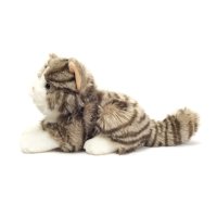 Hermann TEDDY Collection: grau getigerte Katze liegend | Kuscheltier.Boutique
