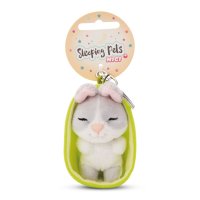NICI Schlüsselanhänger Sleeping Bunnies Hase grau mit Etikett | Kuscheltier.Boutique