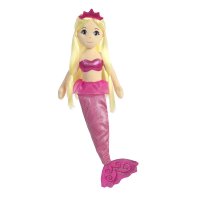 Aurora Sea Sparkles Meerjungfrau Jewel mit pinkem Schwanz, pinker Krone und langen blonden Haaren