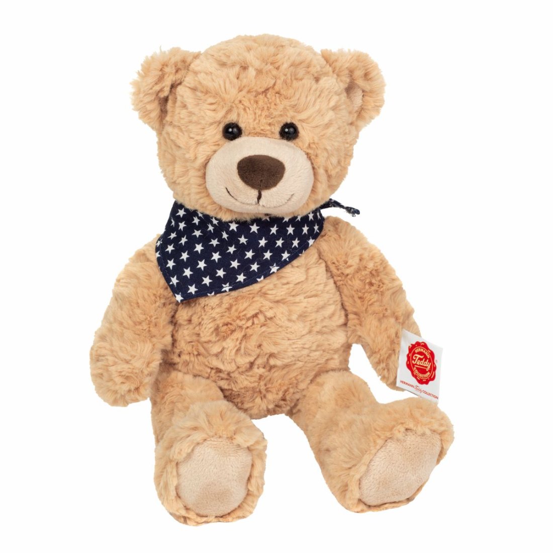 Hermann TEDDY Kuscheltier Teddy Bär sand mit Halstuch 30cm groß 