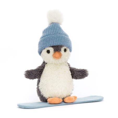 Jellycat Pinguin Peanut Penguin Snowboarding, Vorderseite  Jellycat Pinguin Peanut Penguin Snowboarding, Vorderseite
