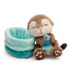 NICI Sleeping Pets Otter mit Fisch und Körbchen | Kuscheltier.Boutique