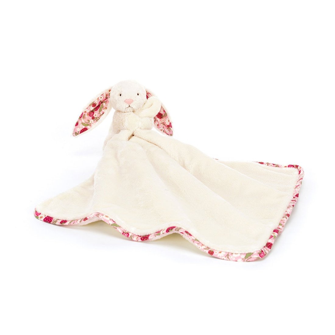 Jellycat Hase Bashful Cream Bunny Berry Vorderseite Schmusetuch | Kuscheltier.Boutique